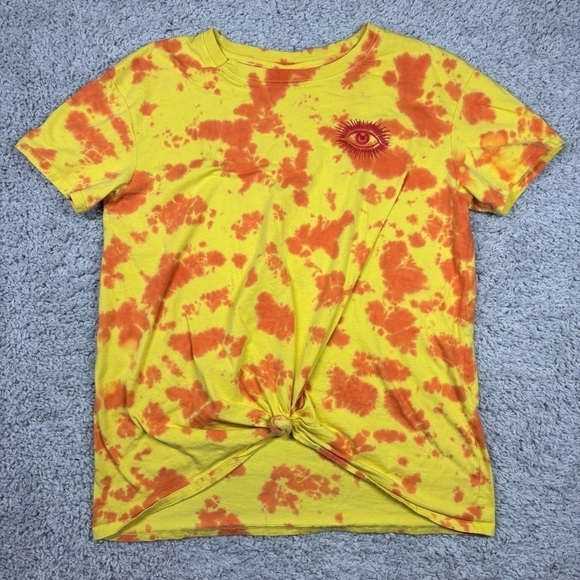 Empyre Shirt Womens Large Sloane Tie Dye Sunflowers Eye Crewneck Tie Front Skate - Picture 1 of 4
